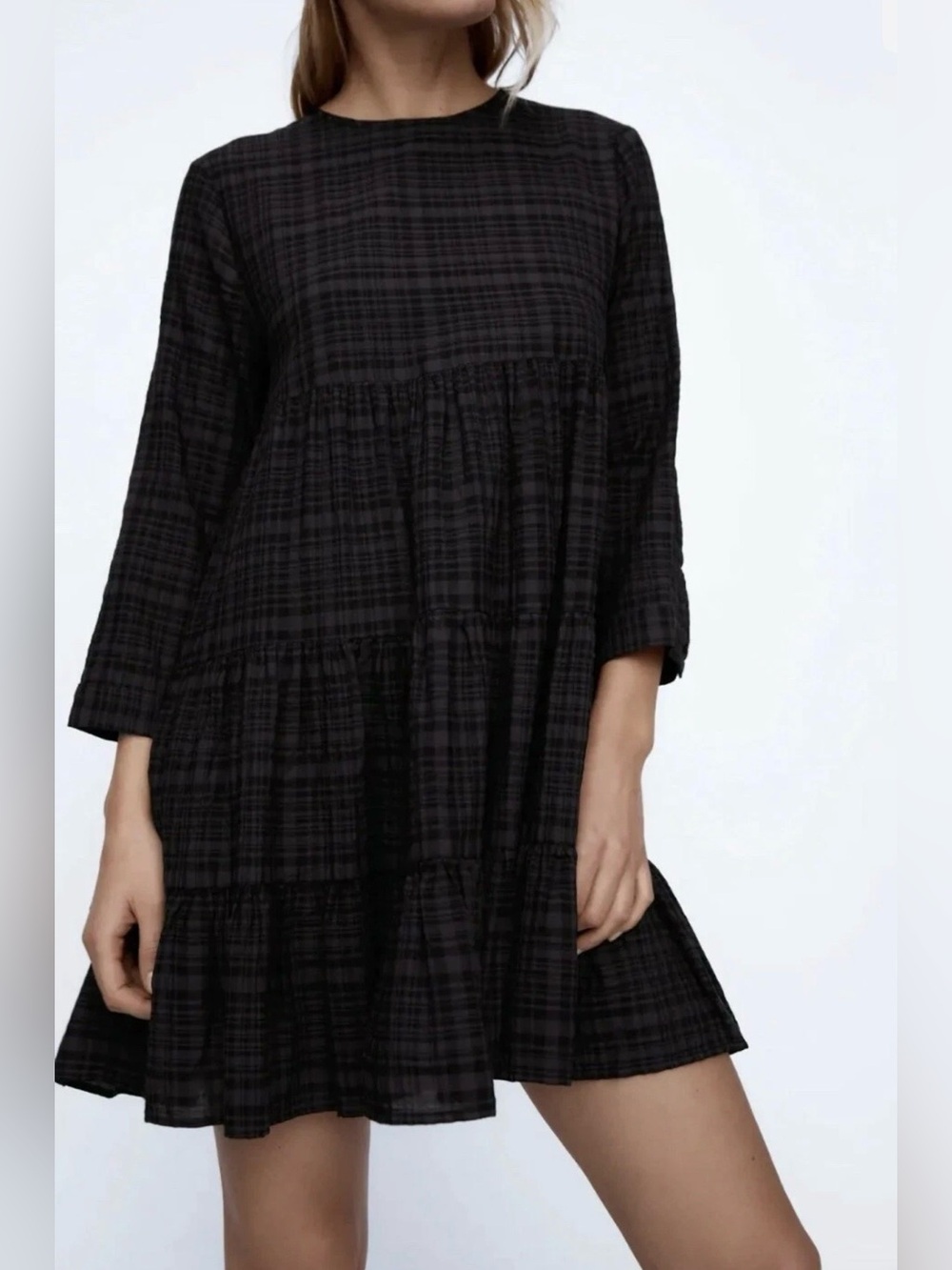 Zara Plaid Tierd Dress - Picture 4 of 10